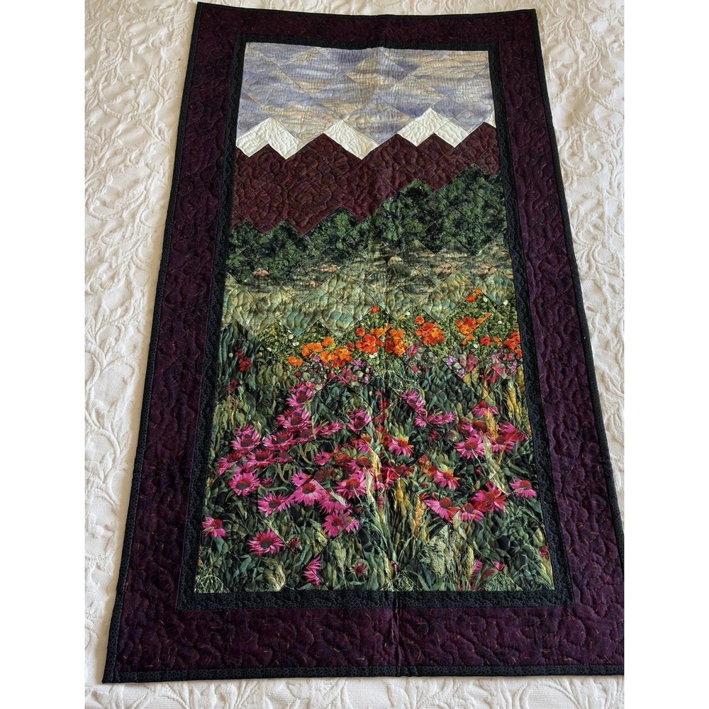 Tahoe Quilts Art Quilt Wall Hanging Floral Tapestry Mountain Poppies 35 x 21